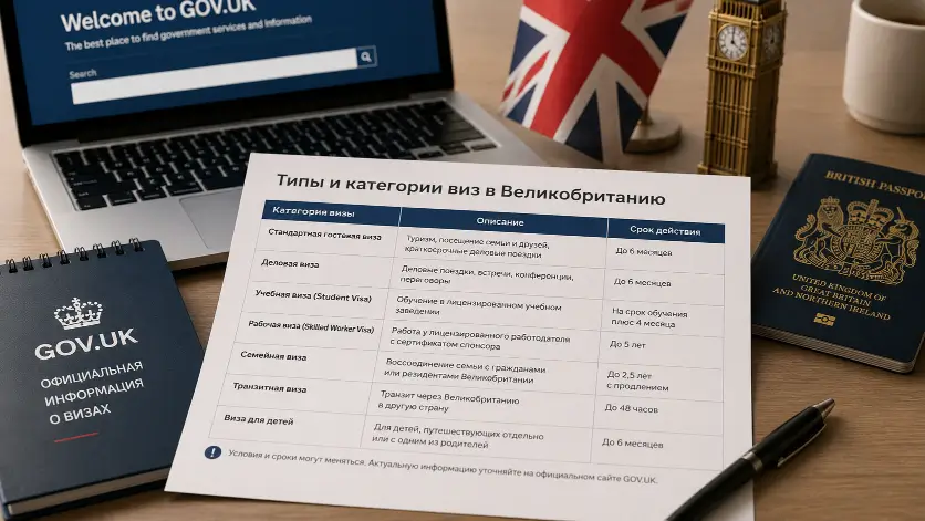 Типы и категории виз в Великобританию для россиян — таблица